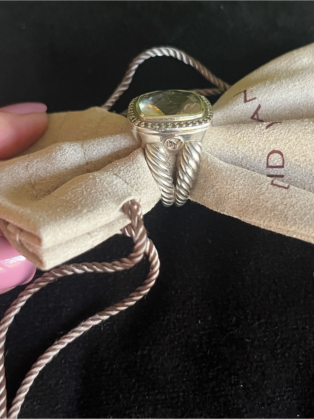 David Yurman Prasiolite & Pave Diamonds 17mm Albion Ring size 7 - Picture 2 of 10